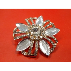 Guzik ozdobny z kryształkami w kształcie kwiatu (złoty)